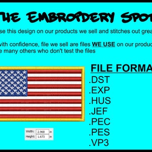 American Flag Machine Embroidery Design Files | Instant Download |  7 format files