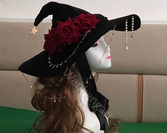 Cappello da Strega di Halloween Moderno da Donna Cappello a Punta per Feste