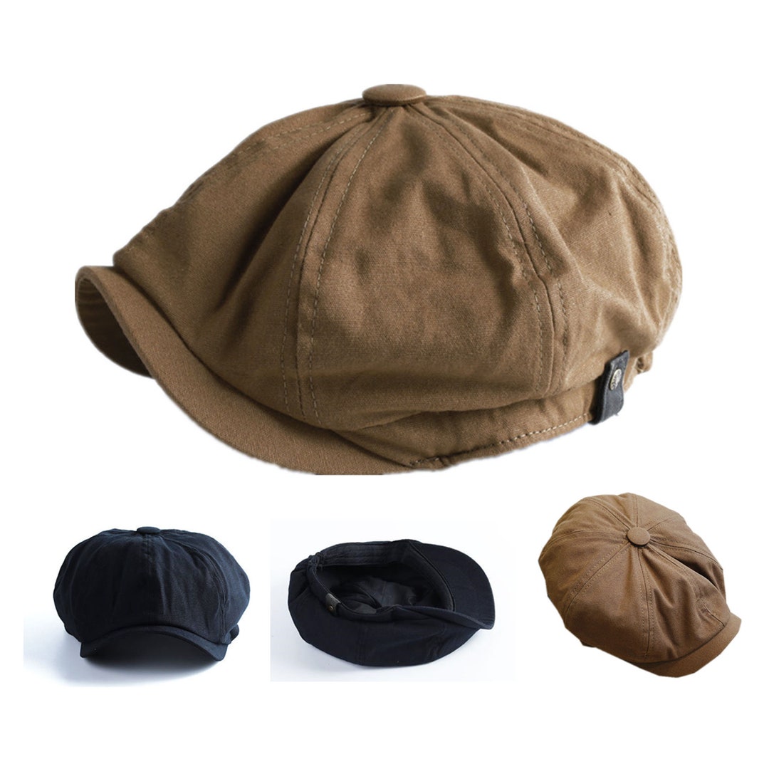 British Style Newsboy Cap, Men Cotton Ascot Cap, Khaki Male Spring
