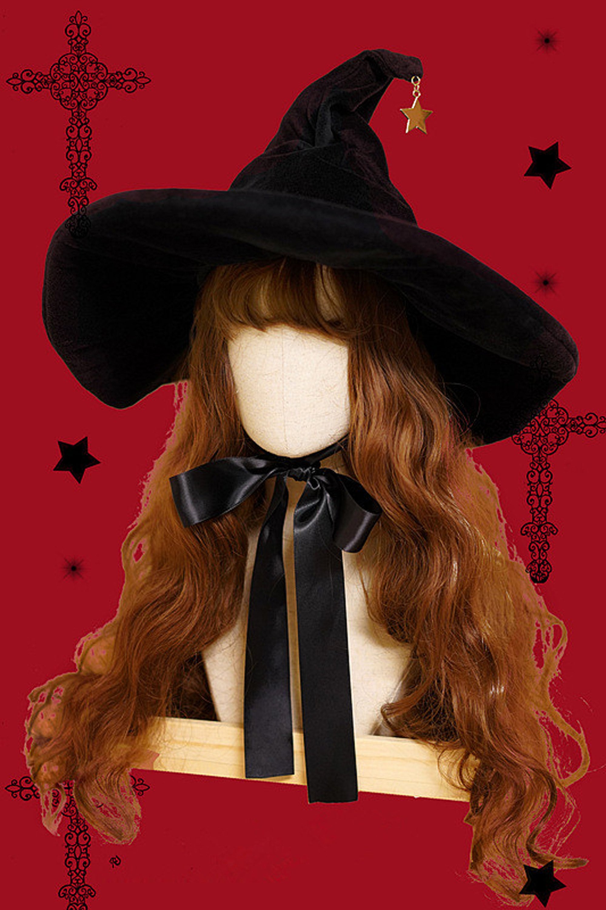Retro Halloween Witch Hats, Masquerade Bandage Bow Wizard Hat