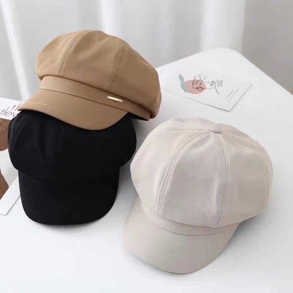 Handmade summer women vintage newsboy hat,Unisex slouchy hat,Cotton flat beret hat for women girl, Baker boy hat, Paperboy hat, Gift for her
