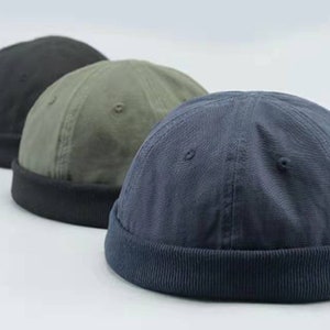 Vintage Docker Cap, Brimless Hat, Beanie Hats, Cotton Retro Adjustable Literary Landlord Sailor Cap, Street Hip Hop Hat, Unisex Skullcap