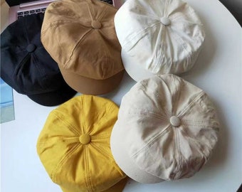 Zomer vrouwen vintage krantenjongenshoed, Unisex slouchy hoed, Katoenen platte baret hoed voor vrouwen meisje, Baker boy hoed, Paperboy hoed, Cadeau voor haar