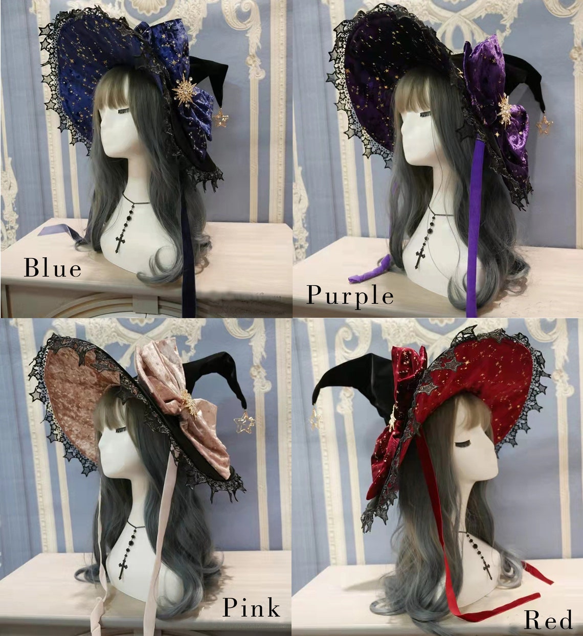 Halloween witch hat Gothic magic costume accessories props image 5