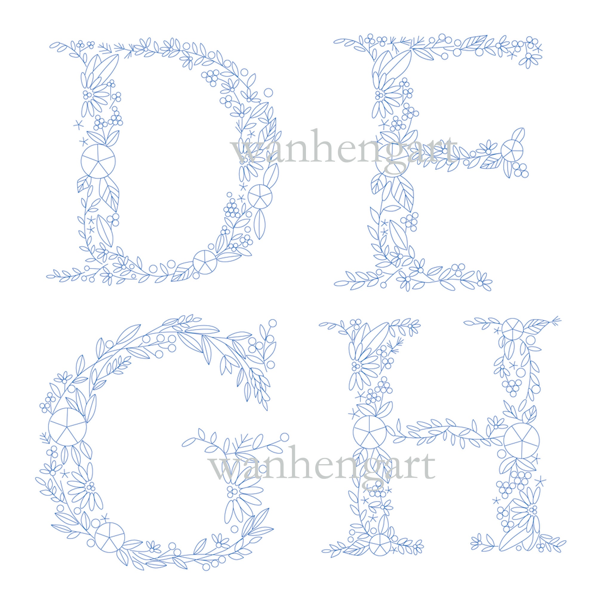 Floral letter embroidery kit for beginner PDF letter pattern. Etsy France