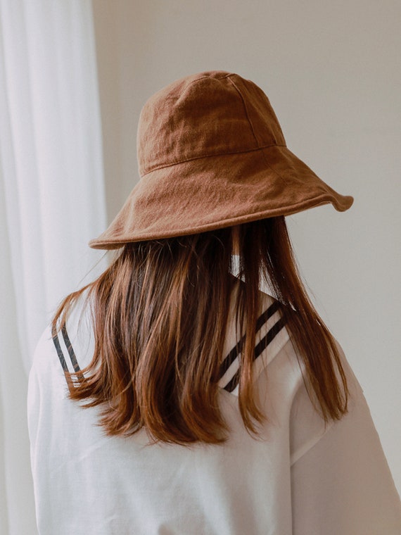 Beige Bucket Hat, Wide Brim Bucket Hats, Fisherman Hat, Women's