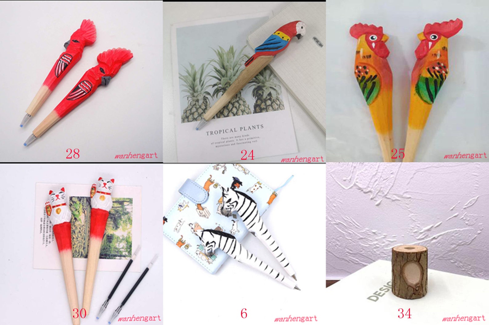 Handmade wooden carving pen in animal shape/ personalized pen/ Etsy