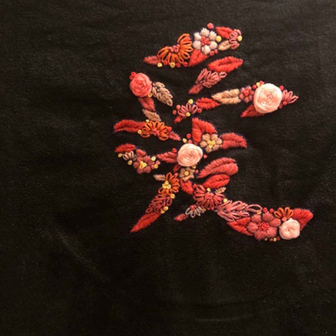 Floral Chinese symbol embroidery kit for beginner PDF letter Etsy