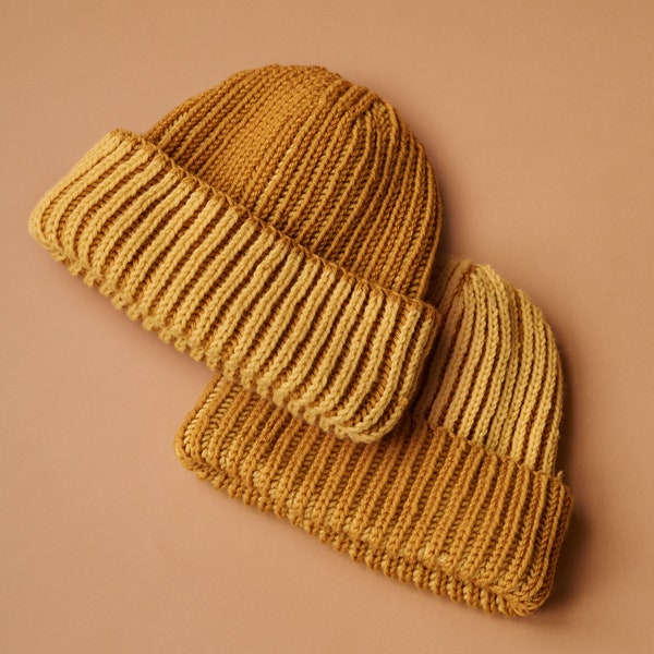 GEMINI hat beanie reversible striped knitting hat pattern