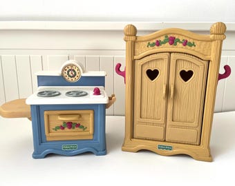 Conjunto de muebles de cocina y armario con forma de oso Briarberry de Fisher Price, vintage de 1998