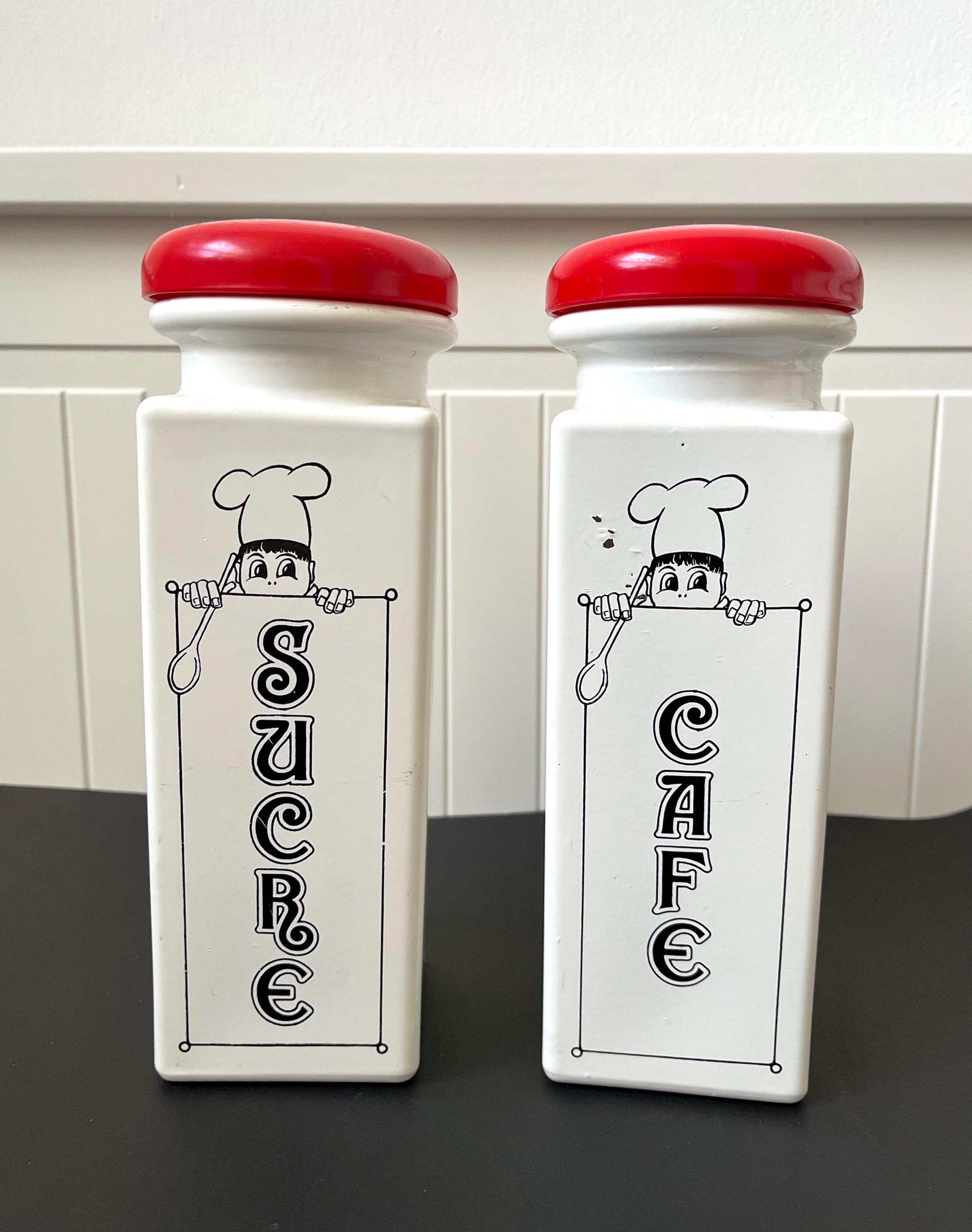 ヴィンテージ フレンチエナメルガラスキャニスターセット シュクレ