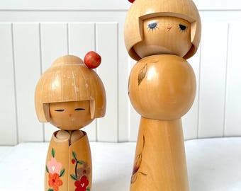 ヴィンテージこけしセット：手作りの日本製木製創作人形 #8260 - Etsy 日本