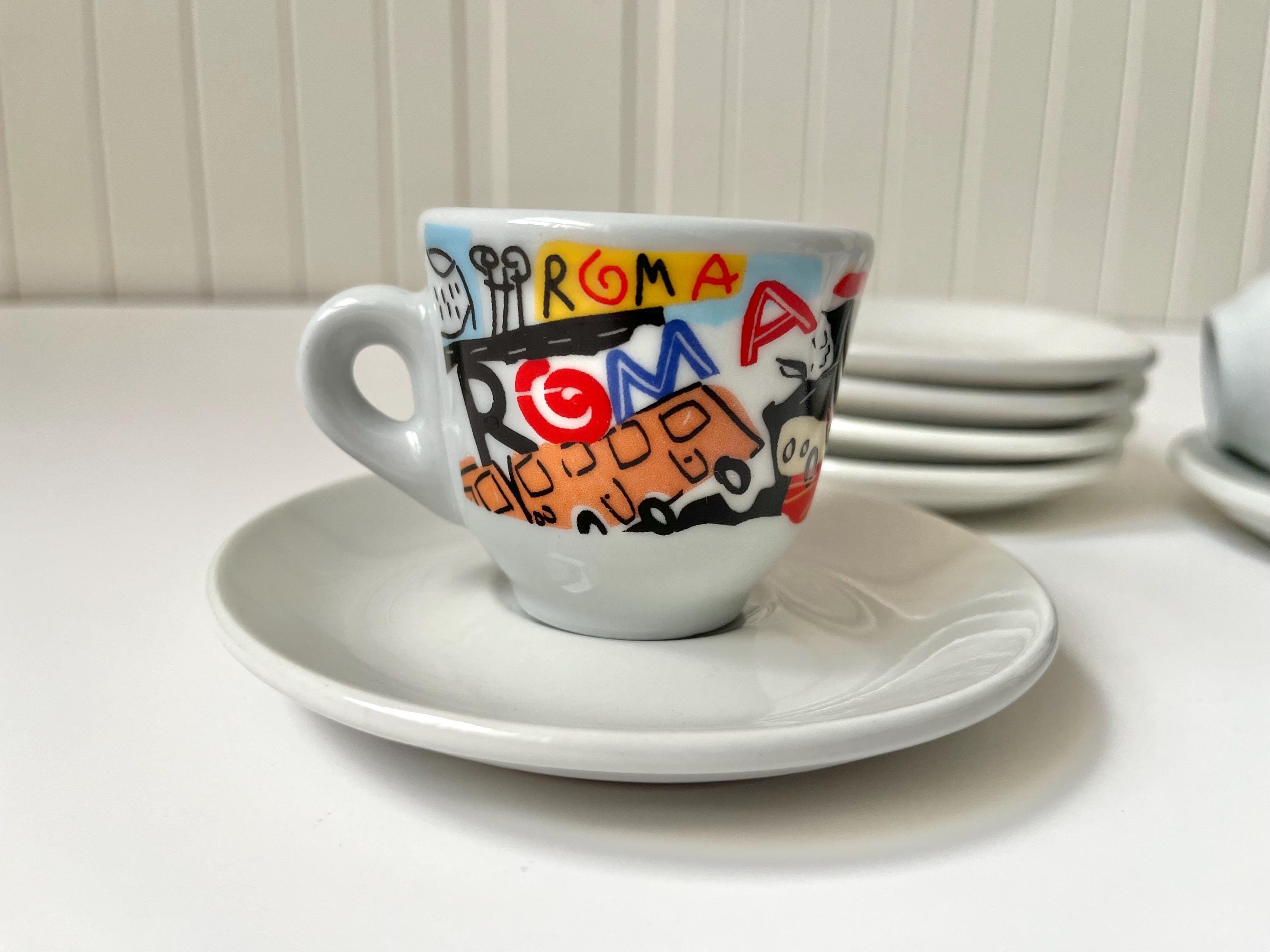Set of 6 Nuova Point Espresso Demitasse Cups & Saucers - Italy