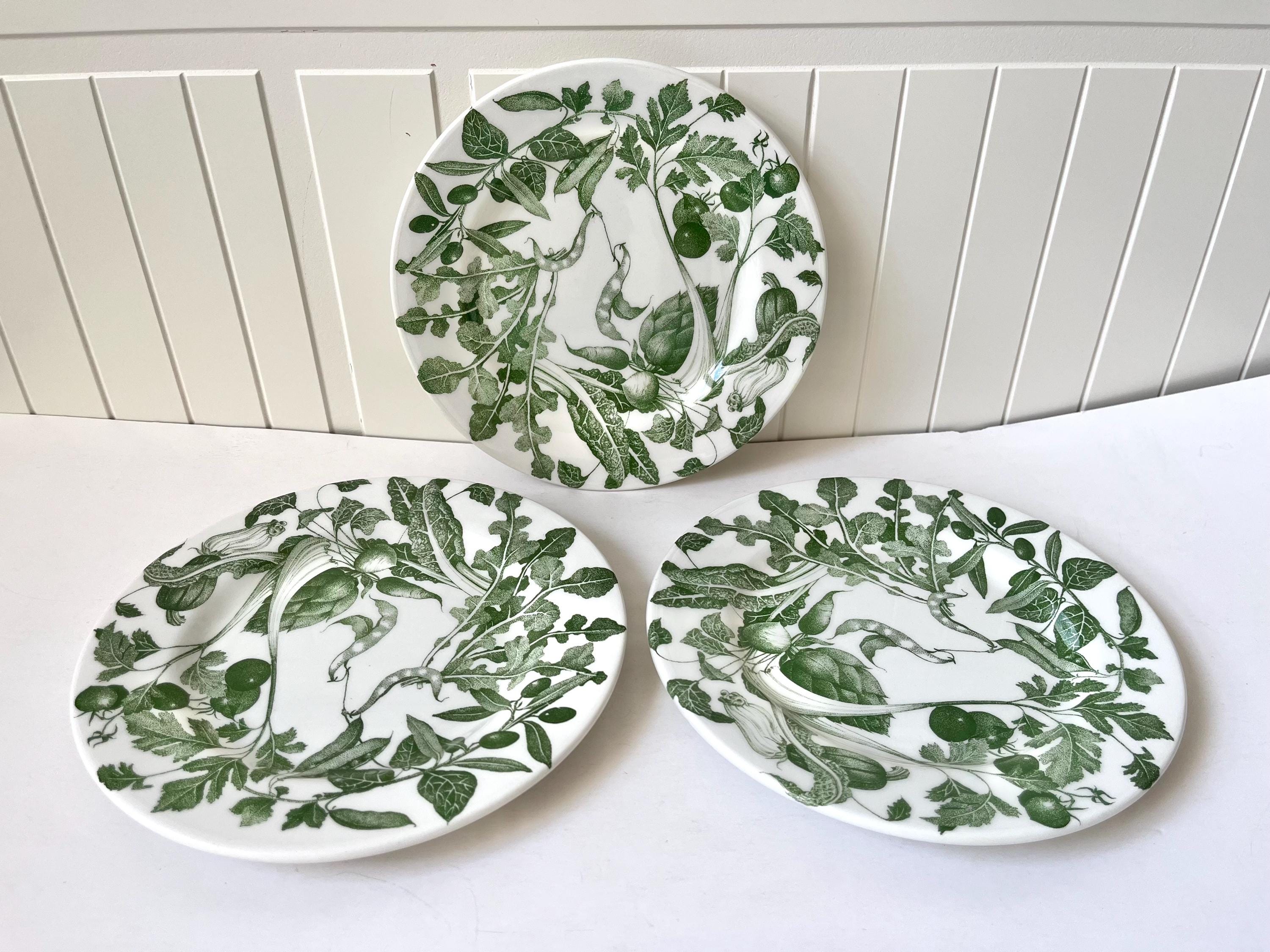 Set of 3 Vintage La Primula Italy Botanical Salad Plates, Italian