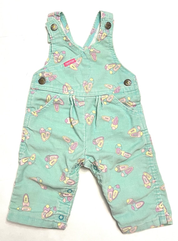 Vintage OshKosh B’Gosh Teal Green Shoe Print Bubb… - image 1