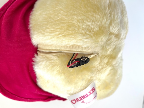1985 Vintage Chubbles Interactive Plush Toy Animal Red Cape