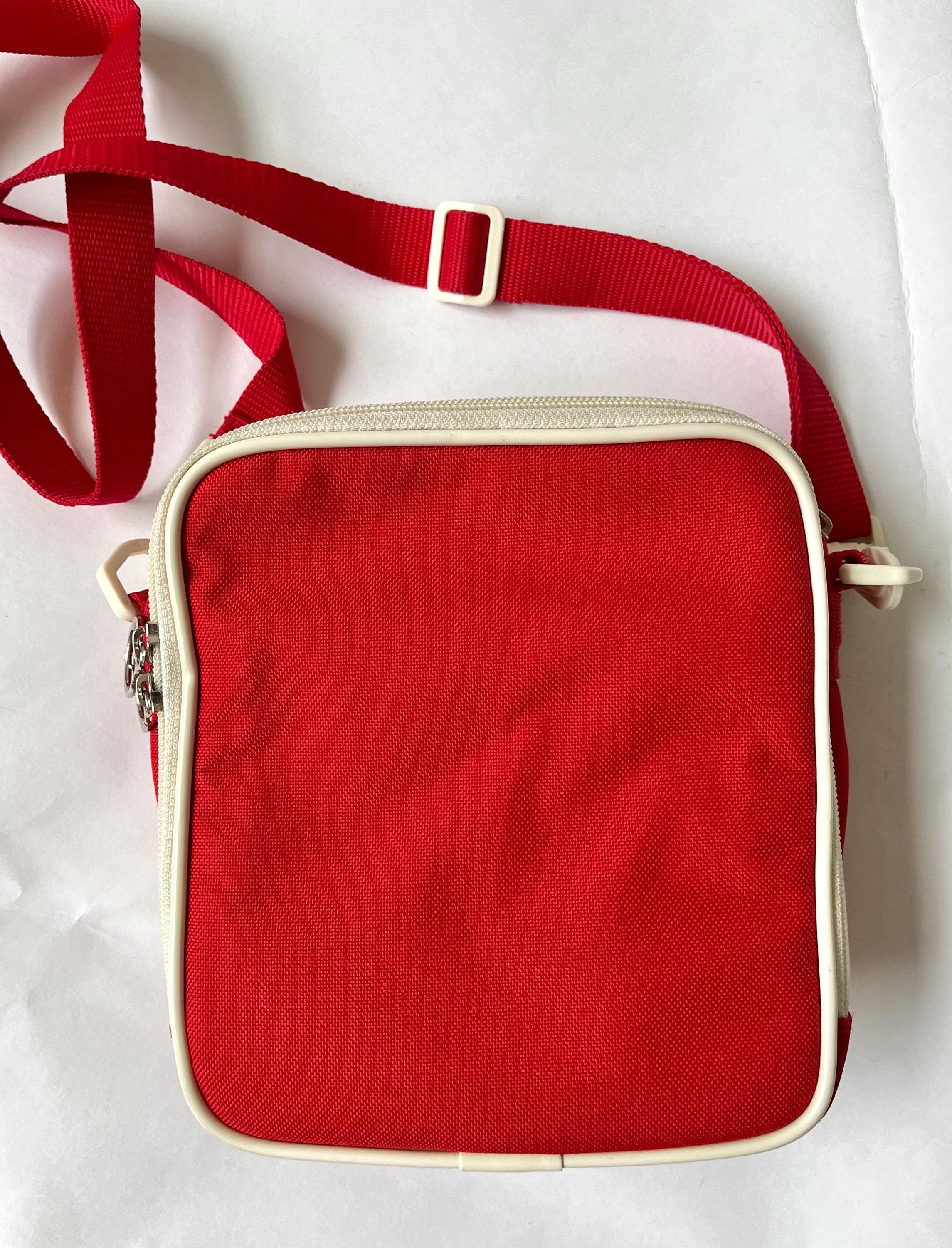 Vintage Roots Athletics Red Canvas Crossbody Bag With Adjustable 
