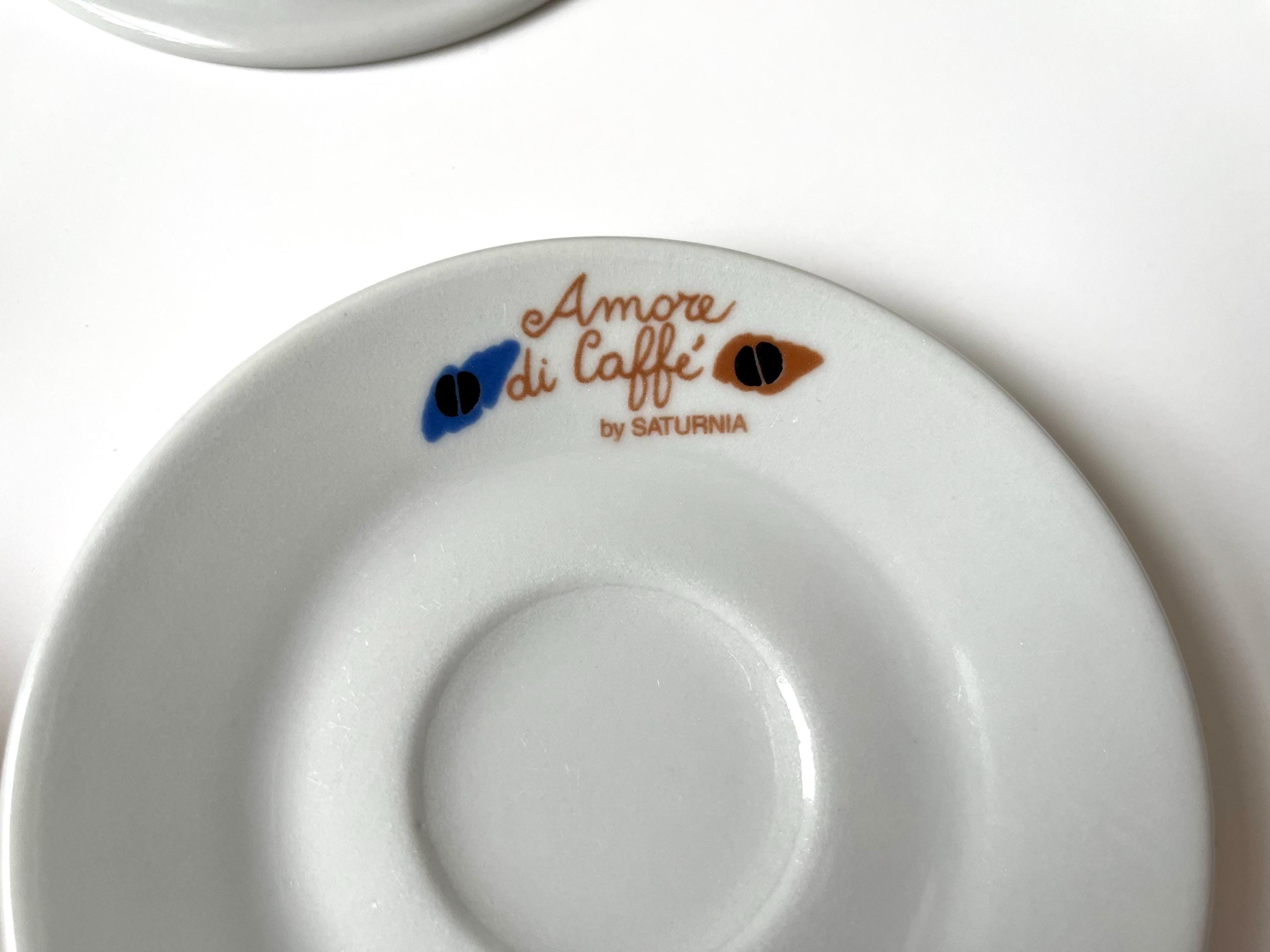 Set of 5 Vintage Saturnia Amore Di Caffè Espresso Cups & Saucers