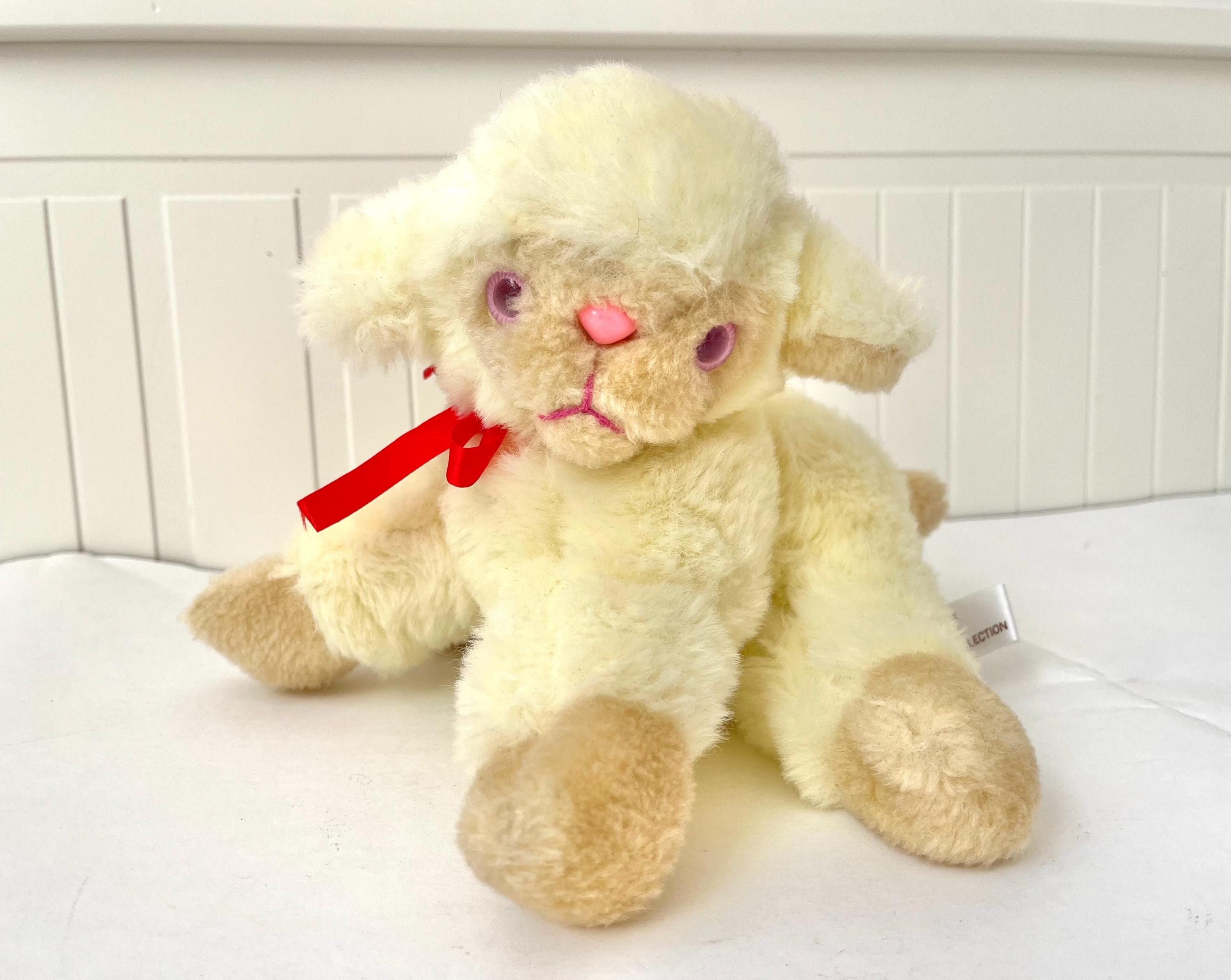 Vintage Wind-Up Plush Toy Lamb Sheep 8” with Music Box - Soft Nursery Toy from Paradise Collection