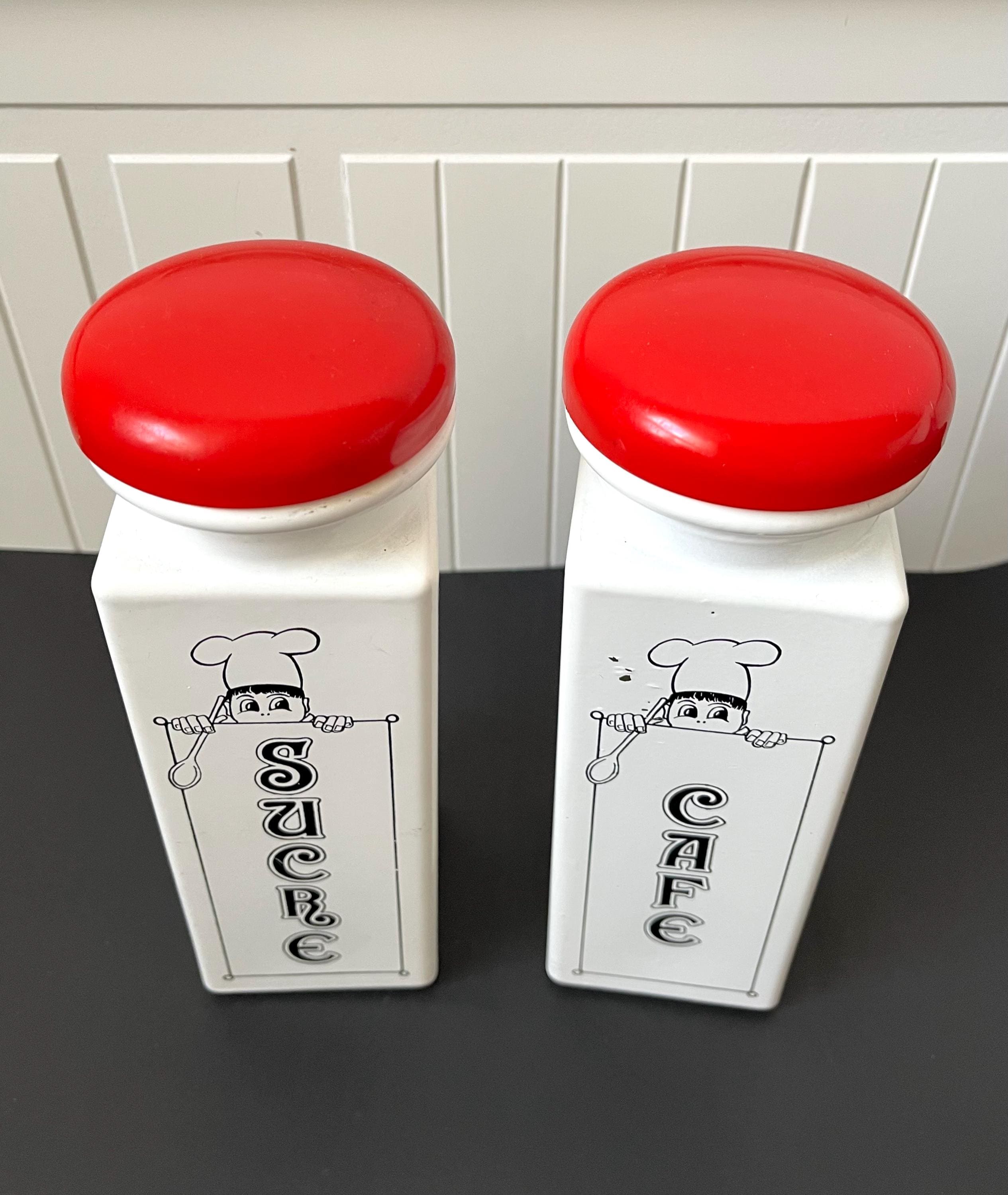 ヴィンテージ フレンチエナメルガラスキャニスターセット シュクレ