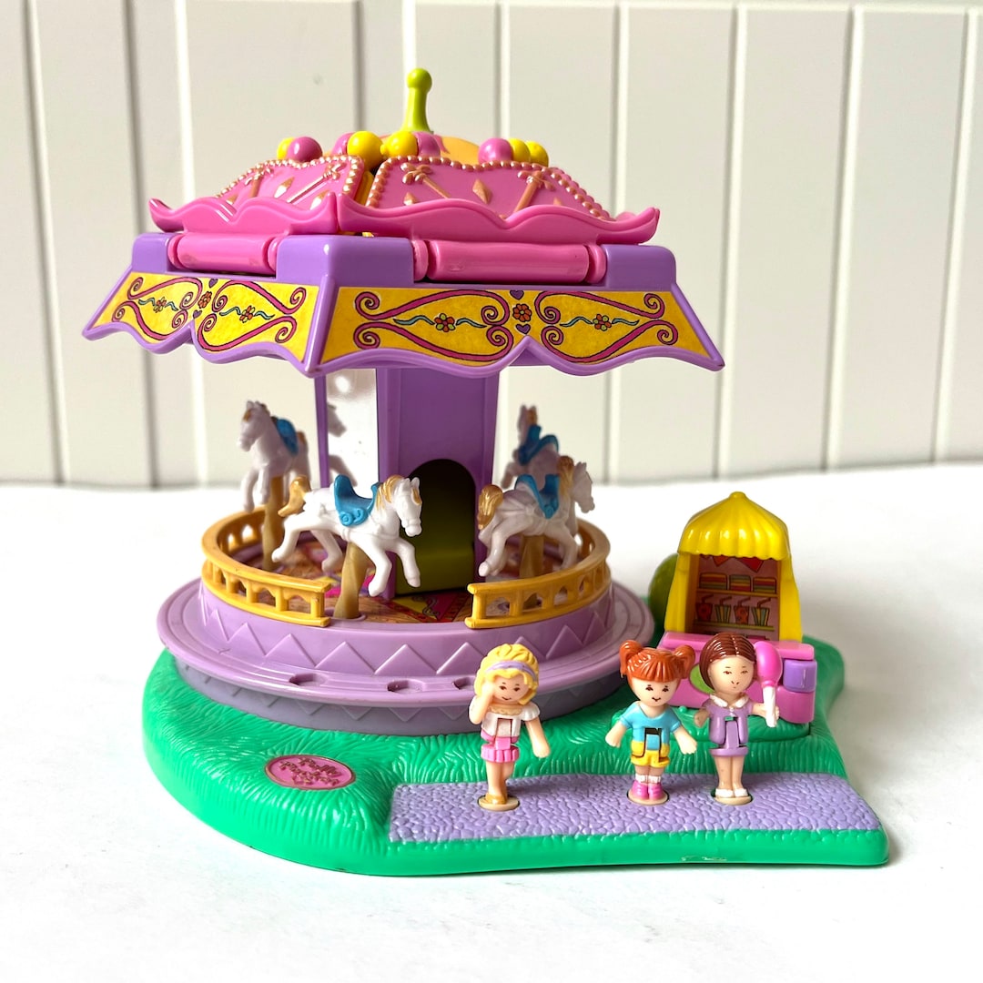 Pocket Fun Vintage Polly Pocket Fun Fair Spin Pretty Carousel 1996 100% Complete ...