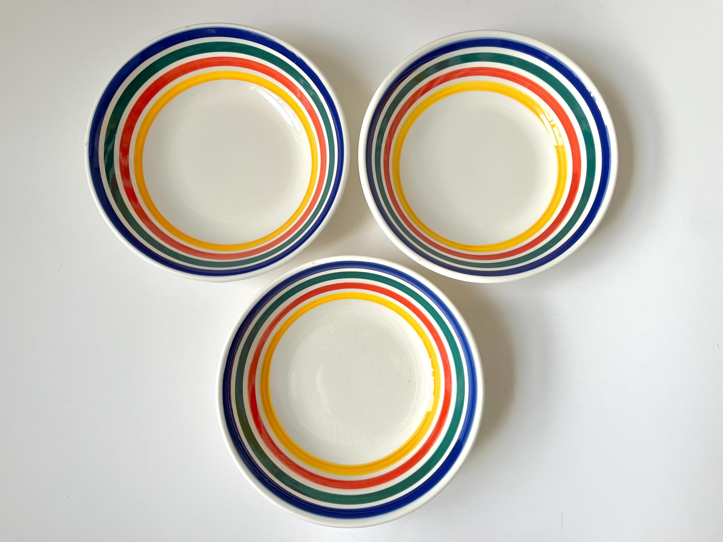 【希少】Franco Lapini 三連トレイ アートピース イタリア製 Set of 3 Tre Ci Individual 8.4” X 2.25”pasta Bowls - Blue Green