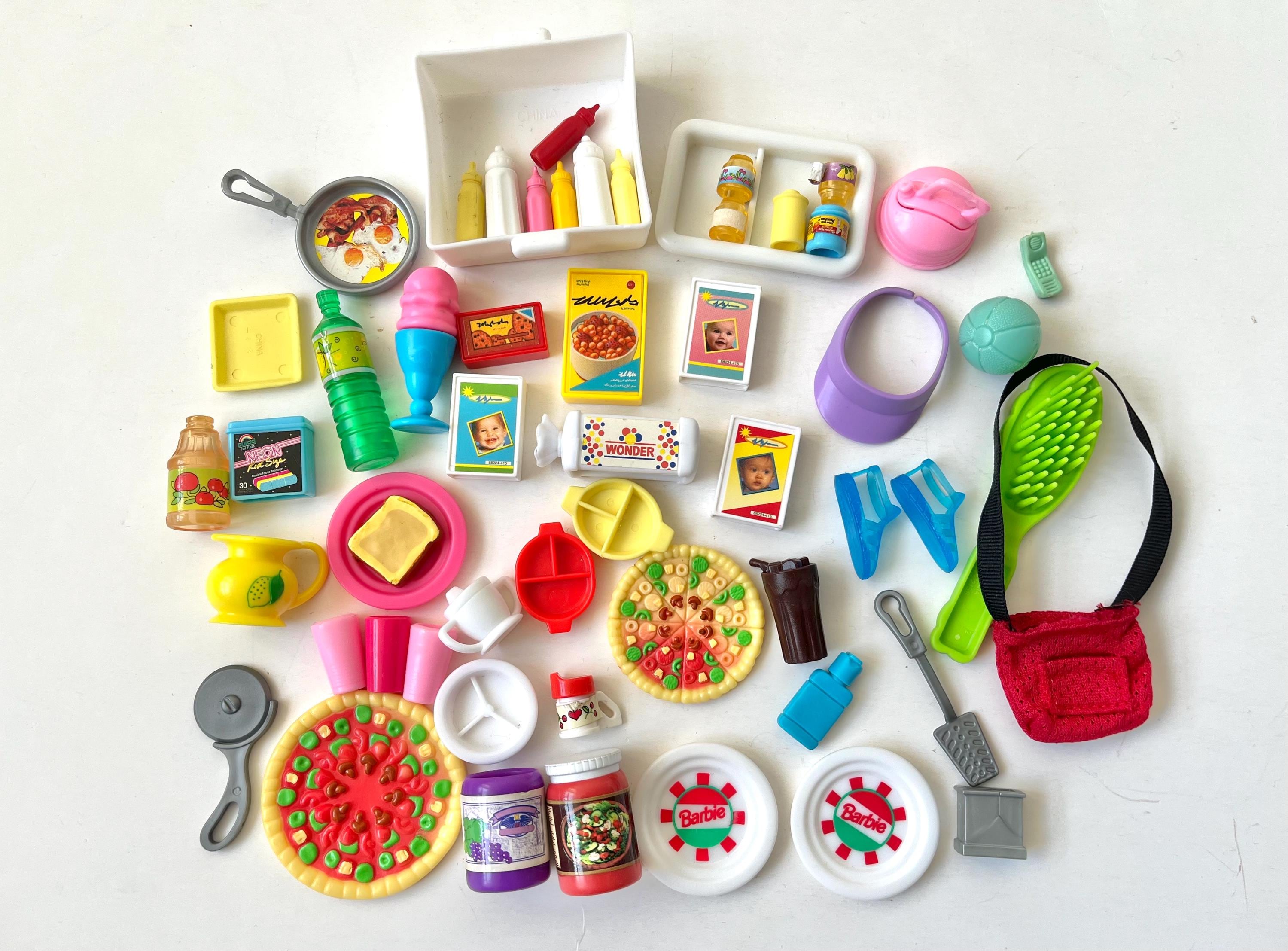 SGerste Lot De 30 Accessoires Cuisine Miniatures Pour Poupée Barbie – Vaisselle Et Ustensiles En Plastique Multicolore, Jeu De Rôle Dès 3 Ans