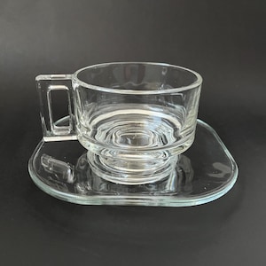 Set of Cup and Saucer Vintage Joe Colombo Arno Clear Espresso Coffee  - Mid Century Modern - Made in Italy