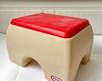 Vintage 1985 Little Tikes Child Toddler Step Stool Red and Tan Made in  Canada