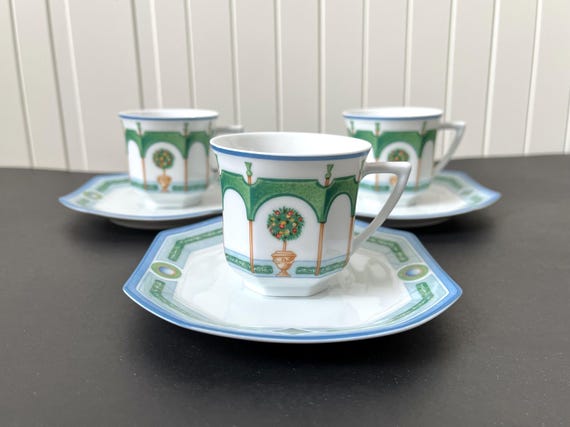 Set of 3 Limoges Demitasse Cups & Saucers – Jardin Royal by