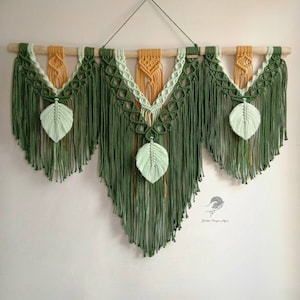 Large Green Macrame Wall Hanging: Bohemian Home Decor Tapestry