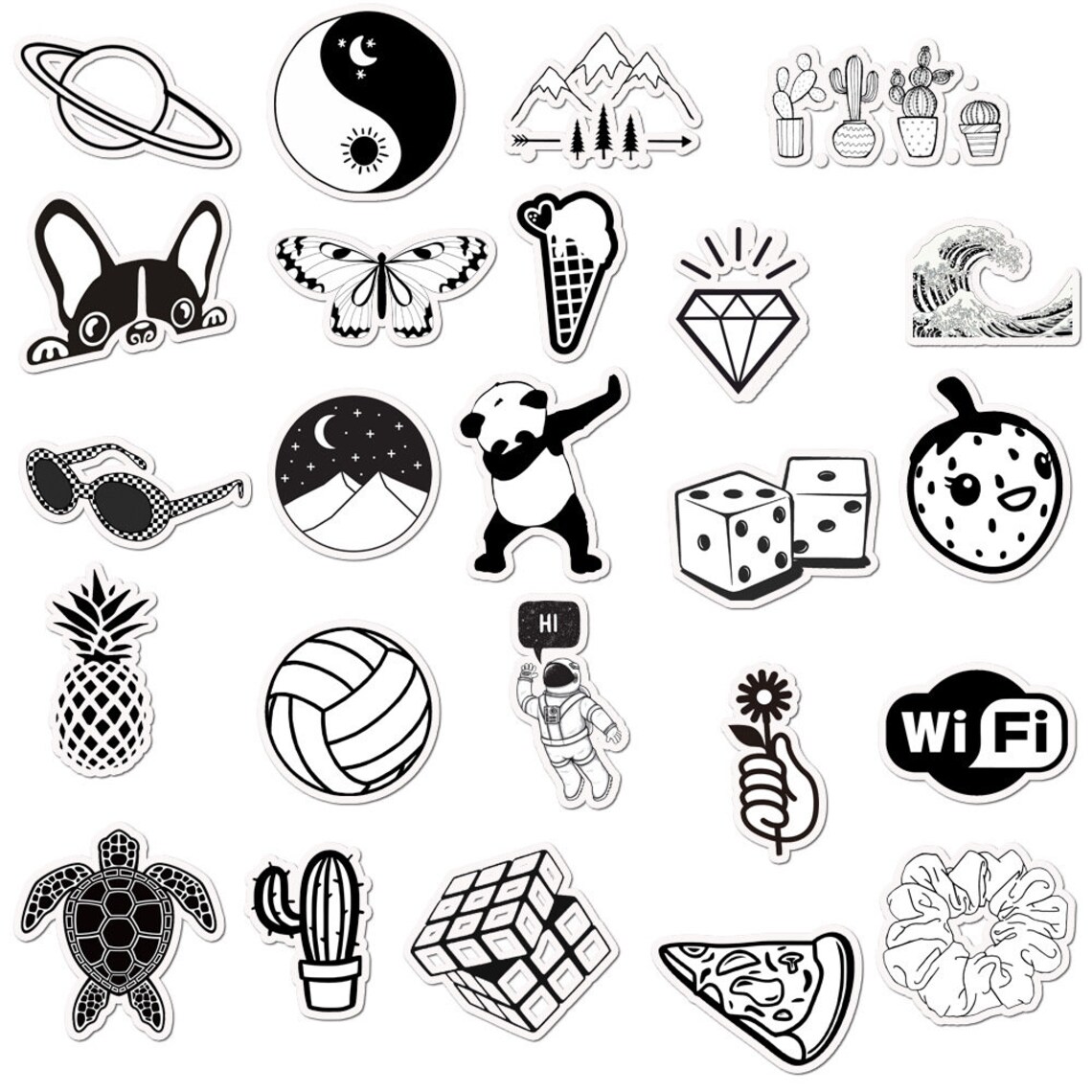 Buy 2 FREE SHIPPING/ 50pcs Black and White Sticker Pack For | Etsy