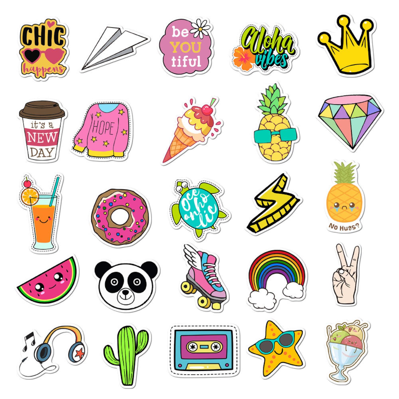 50pcs Summer Theme Cute Sticker PackGirl Sticker Set For | Etsy