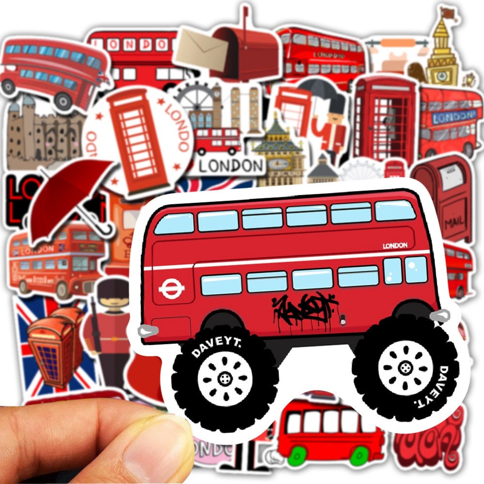 50pcs London Style Sticker Pack Red Sticker Set Cut Etsy