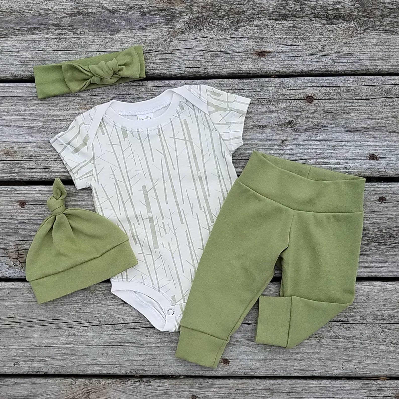Sage Green Newborn Coming Home Outfit Organic Cotton Etsy