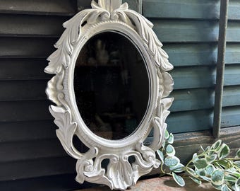 White Ornate Oval Mirror - Vintage Wall Decor - Ready to Hang - Shabby Chic