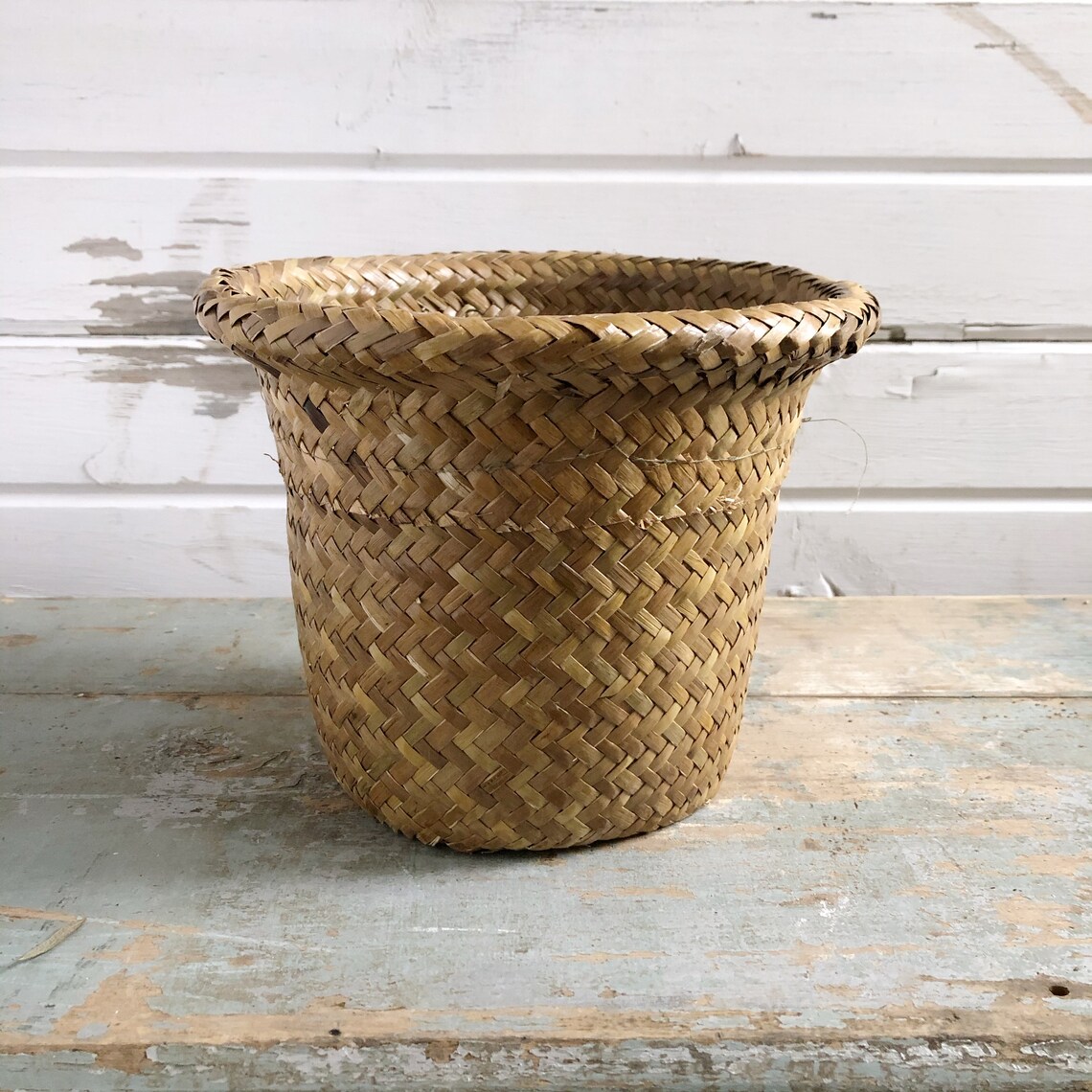 Vintage Wicker Plant Basket Lined With Plastic Etsy