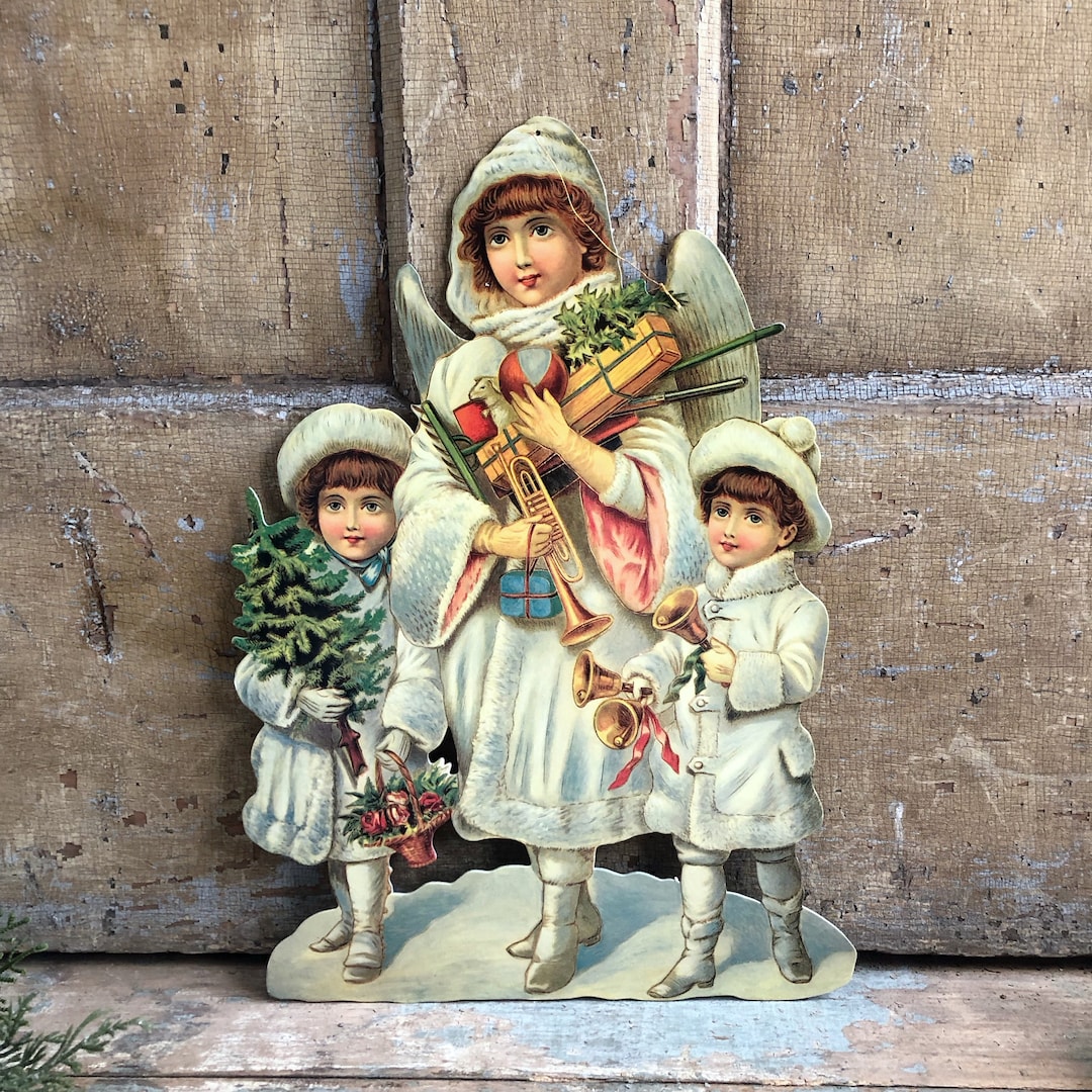 Vintage Cardboard Cutout Victorian Woman With Children Etsy