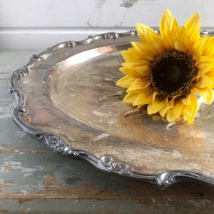 Vintage Silver Plated Meat Tray - Footed Tray with Beautiful Ornate Edge - Vintage Kitchen/Dining Room Decor