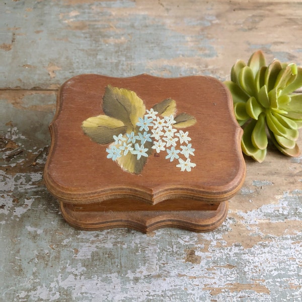 Hand Painted Small Wooden Trinket Box