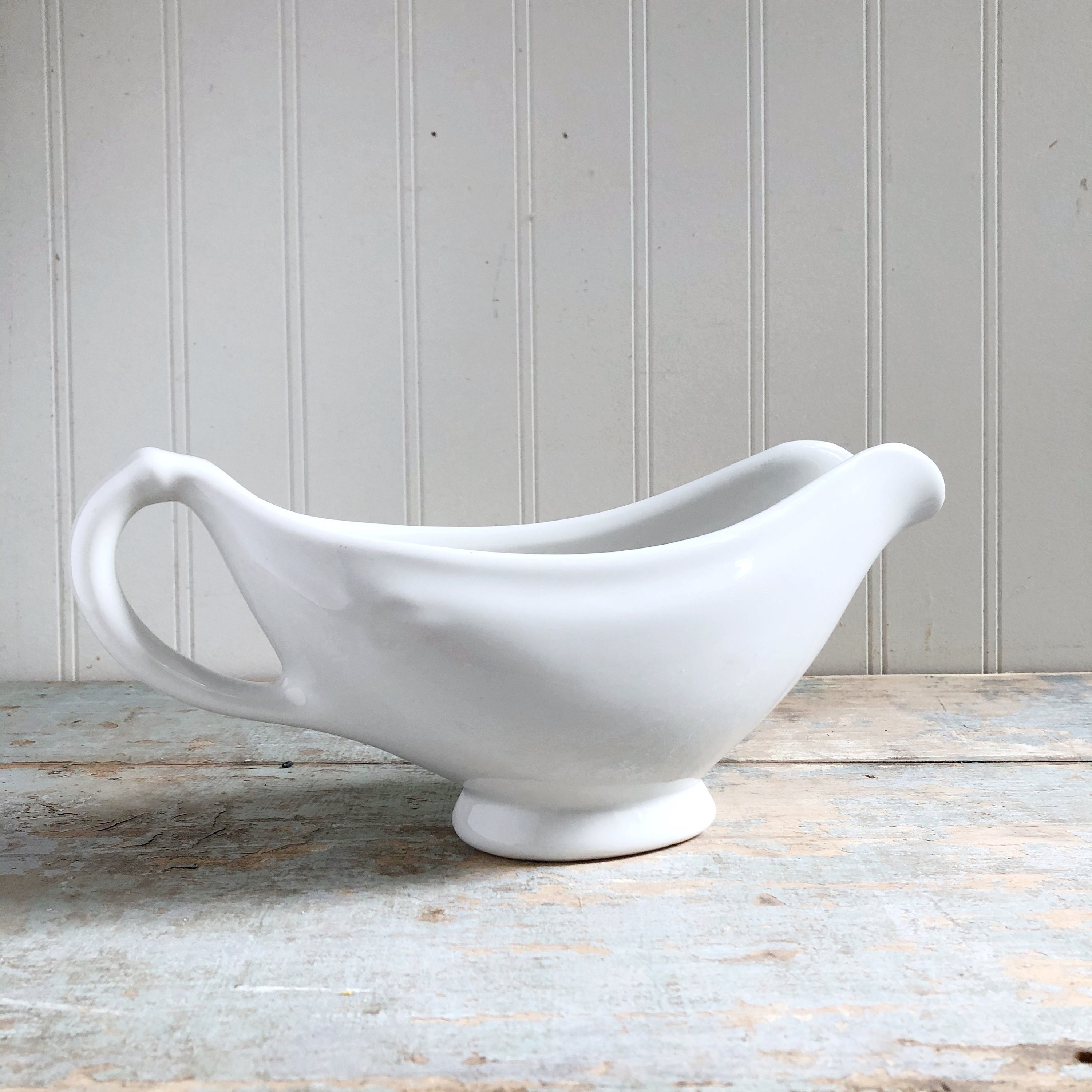 Hall White Ironstone Gravy Boat Etsy