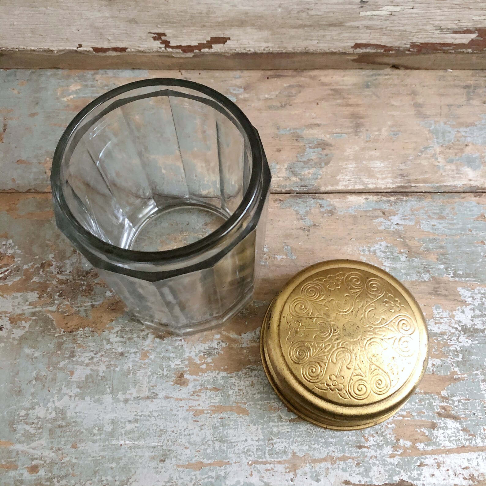 ribbed glass jar with lid