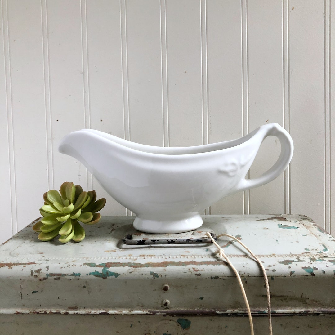 Hall White Ironstone Gravy Boat Etsy