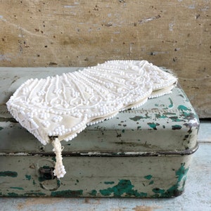 Vintage White and Cream Beaded Clutch Purse - Made in Japan by La Royale Products