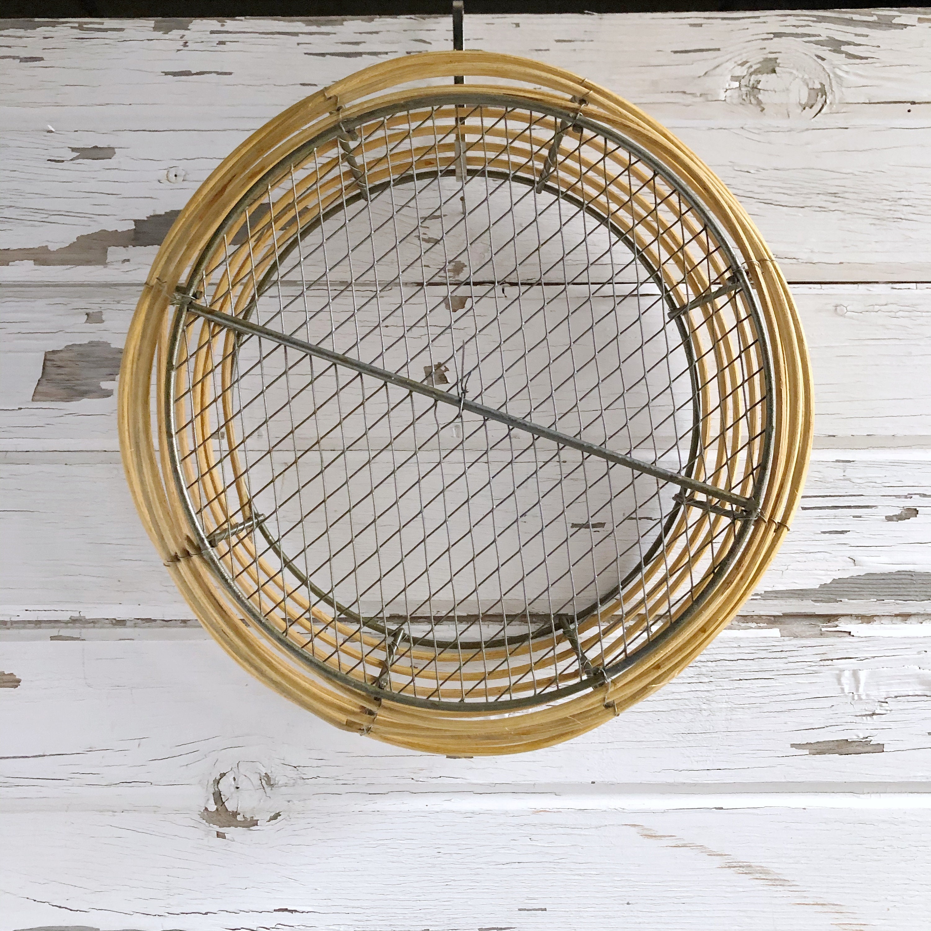 Unique Wicker and Wire Round Plant Basket Etsy