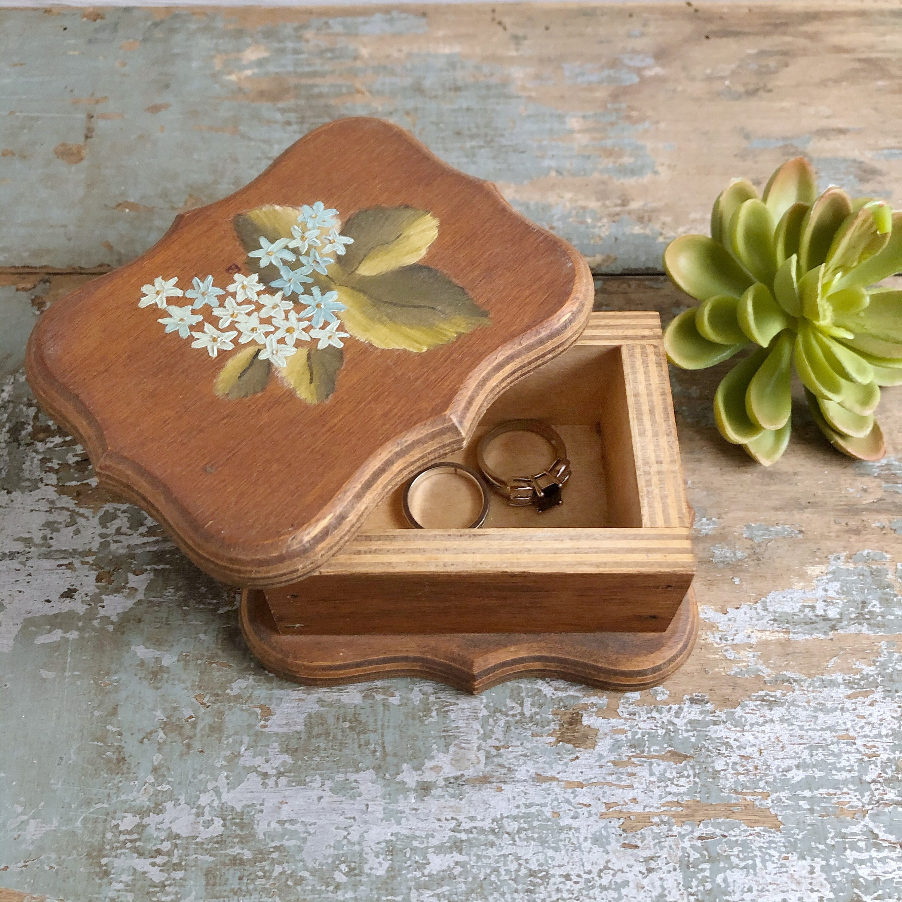Hand Painted Small Wooden Trinket Box Etsy UK