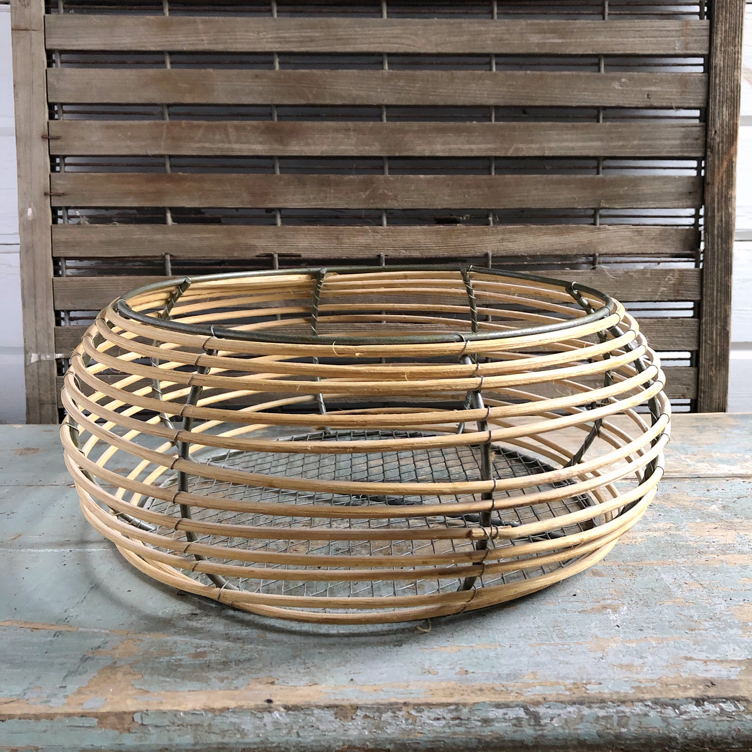 Unique Wicker and Wire Round Plant Basket Etsy