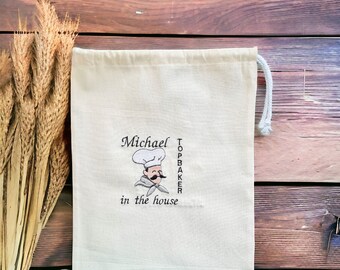 Bread bag linen custom embroidered for Homemade Zucchini bread/ Loaf bag reusable/ Bread baker/ maker gift personalized/ Farmhouse kitchen