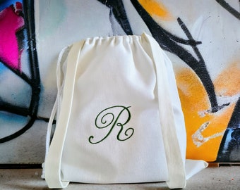 College backpack laundry bag linen custom monogram embroidered/ Personalized Wedding gift for travel/ Hotel laundry bag