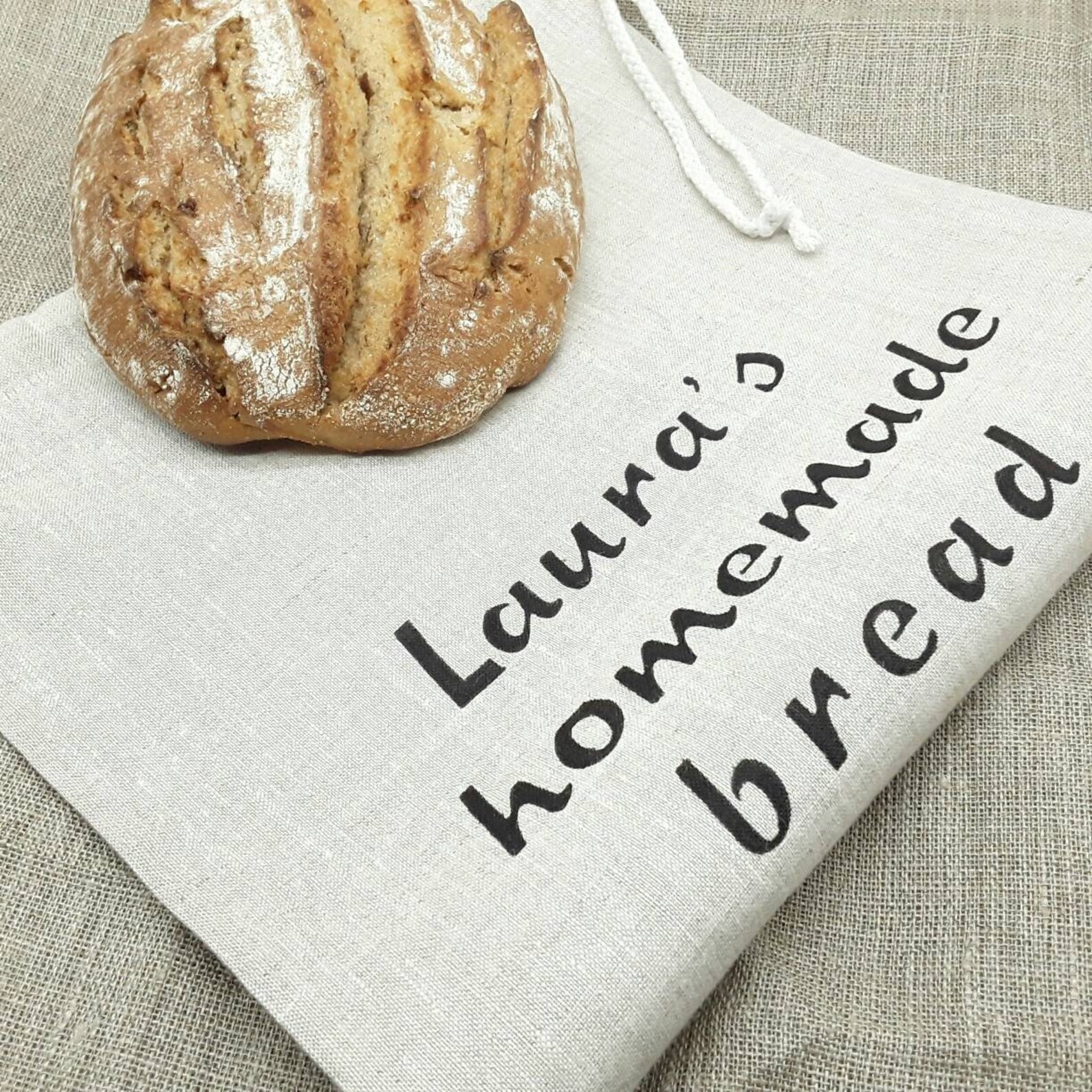 Handmade bread bag drawstring. Reusable food storage bag. Etsy